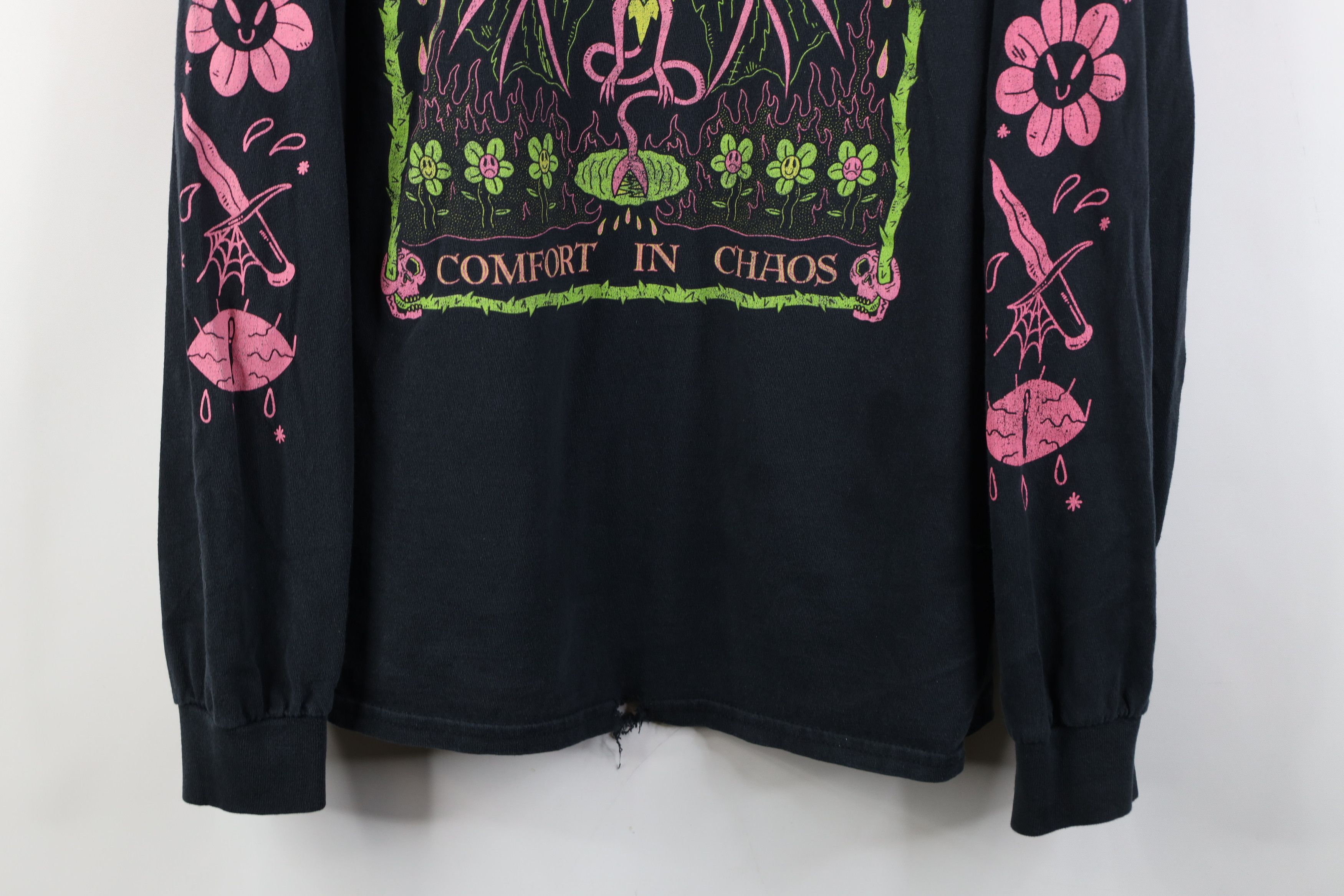 Vintage Y2K Streetwear Skull Flower Fire Flames Long Sleeve T-Shirt Size US XL / EU 56 / 4 - 3 Thumbnail