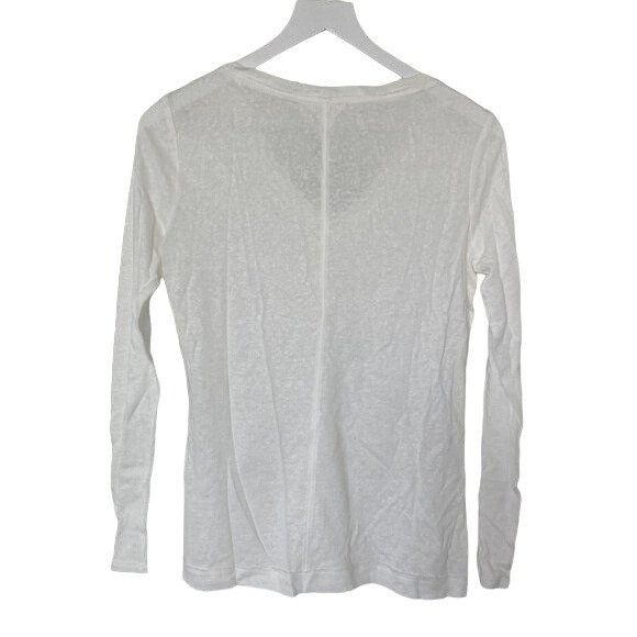 Other Caslon Ivory Shimmer Lightweight Long Sleeve V-Neck Tee Size XS / US 0-2 / IT 36-38 - 4 Thumbnail