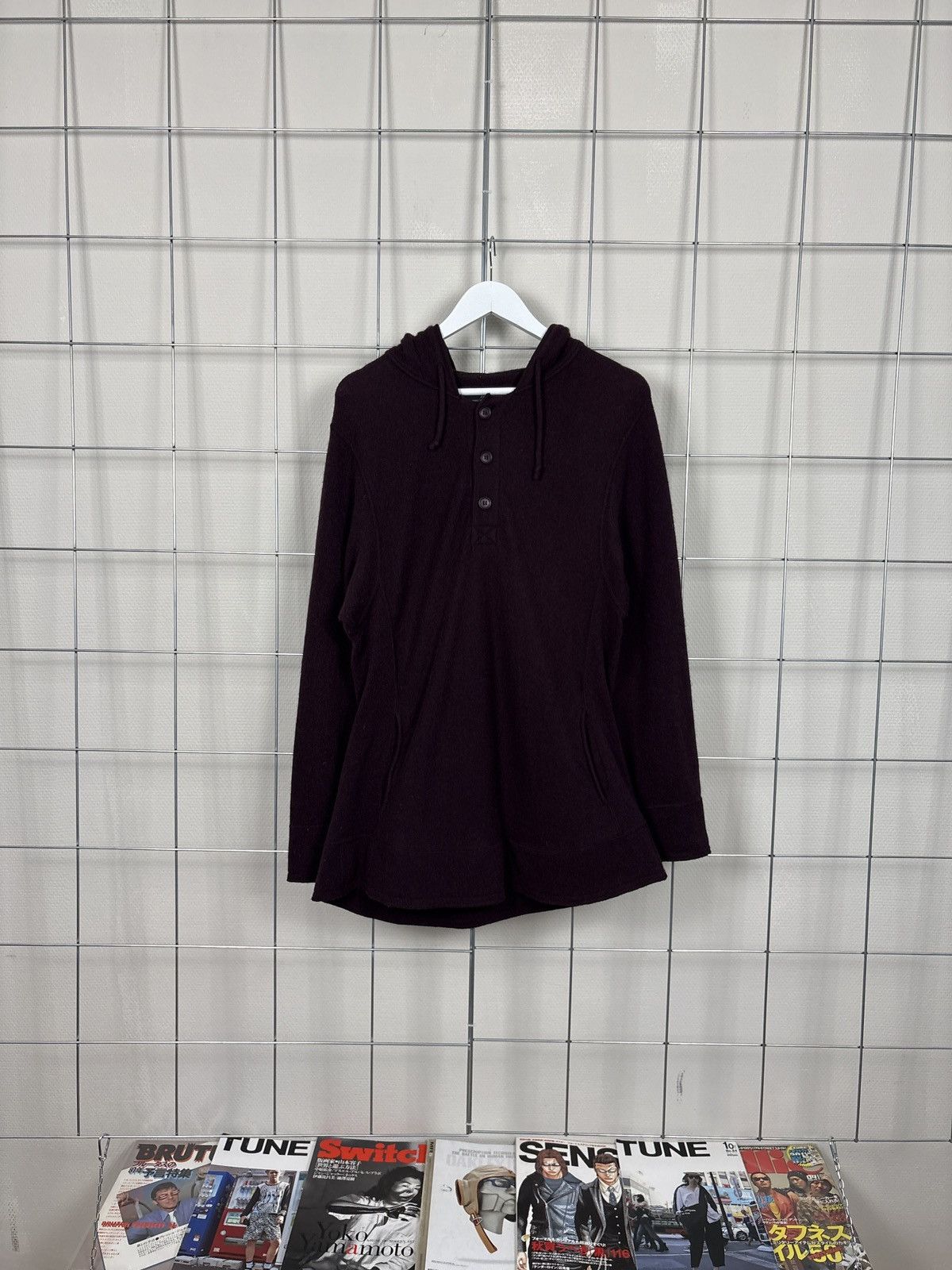 Yohji Yamamoto Yohji Yamamoto Y's SS11 Wool Knitted Hoodie Burgandy Size US L / EU 52-54 / 3 - 1 Thumbnail
