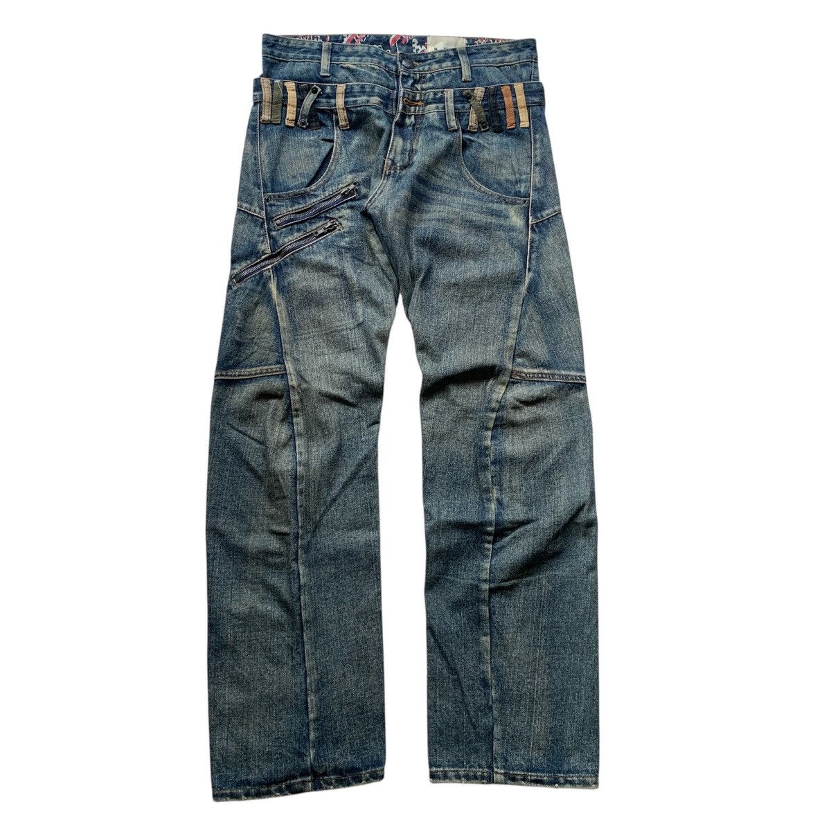 Japanese Brand KMK Double Waist Mud Wash Jeans LGB ifsixwasnine Style Size US 32 / EU 48 - 1 Thumbnail