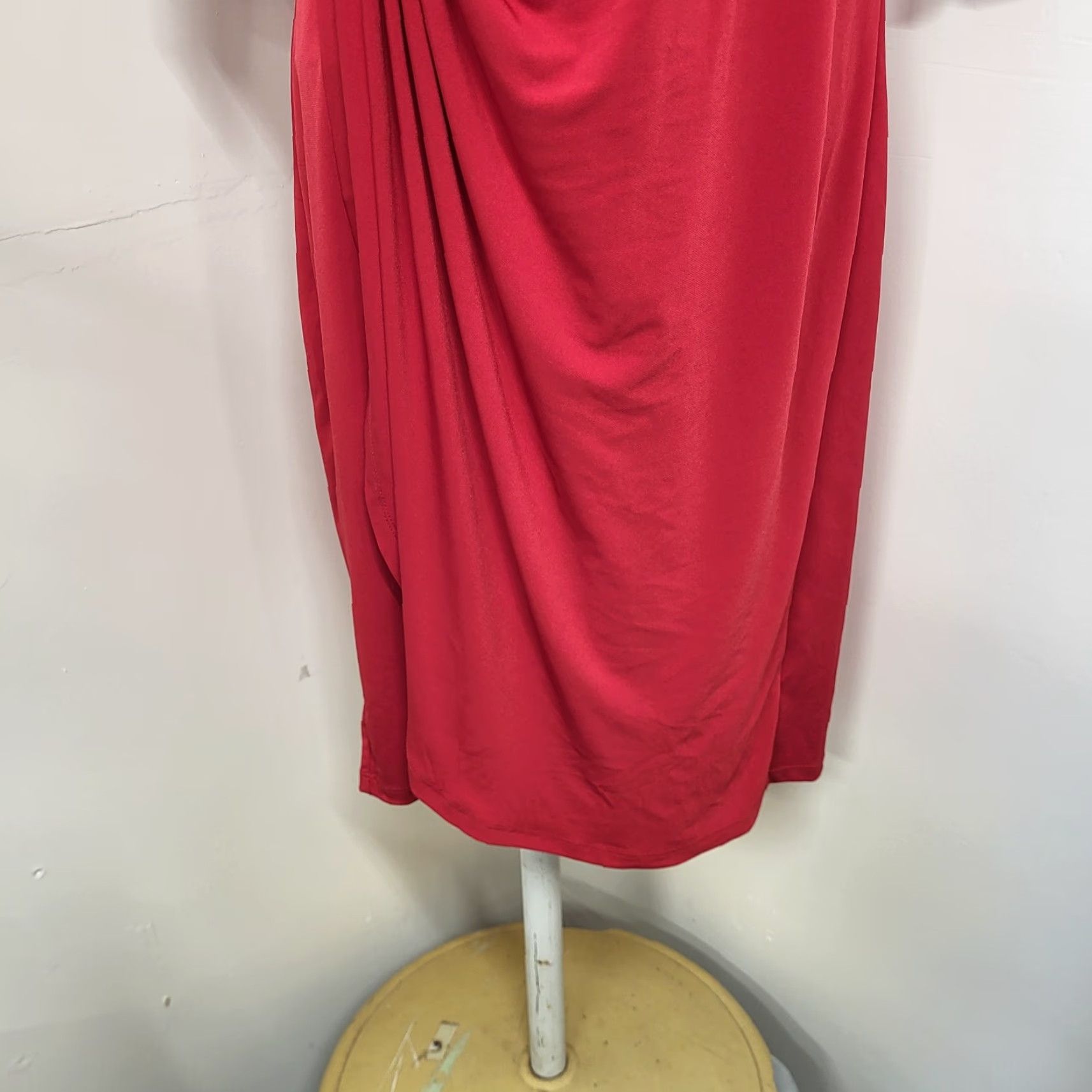Vintage Blair Red Wrap Dress Women 12P 3/4 Sleeve Ruched Knit Knee-length Party Dress Size XL / US 12-14 / IT 48-50 - 6 Thumbnail