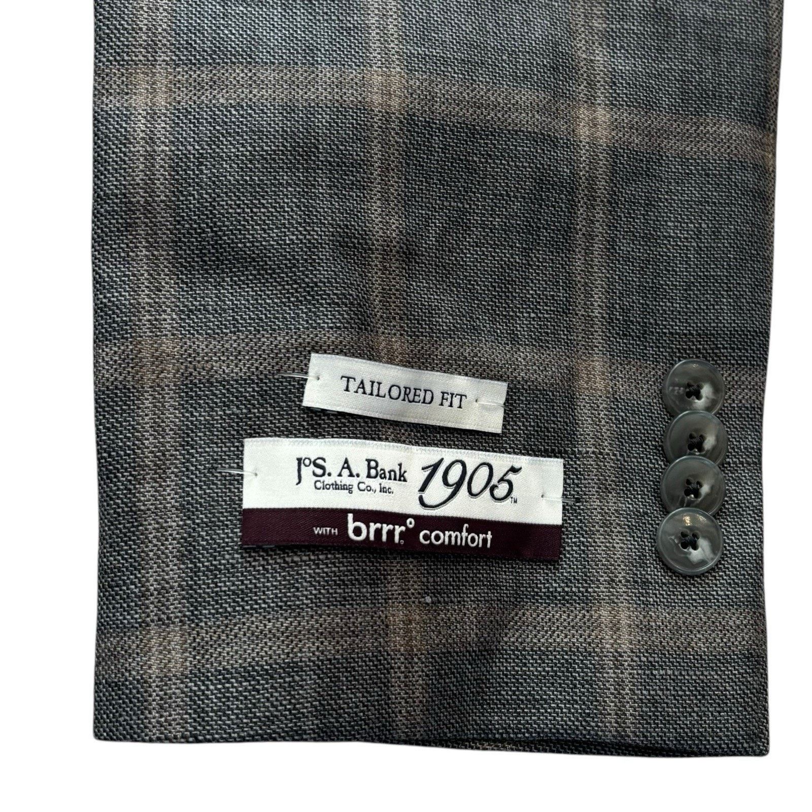 Jos. A. Bank Jos A Bank Brrr Sport Coat 40R Tailore Gray Plaid Silk Linen Size 40R - 3 Thumbnail