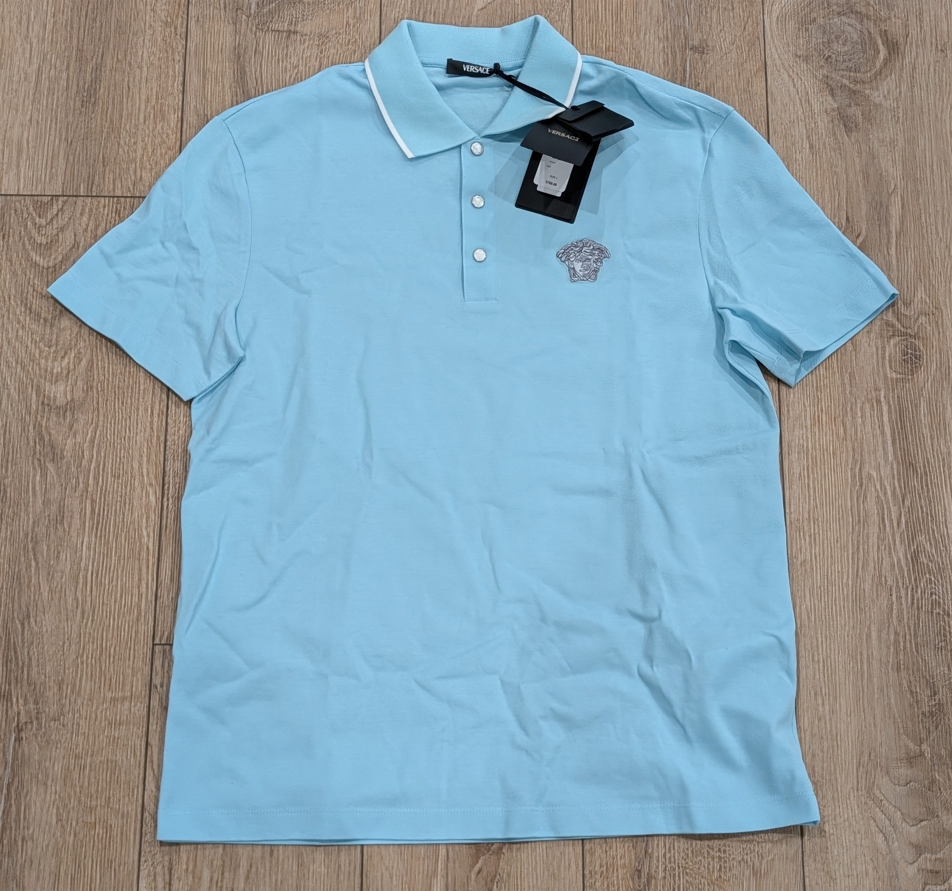 Versace VERSACE Medusa Embroidered Polo Shirt Light Blue Large Size US L / EU 52-54 / 3 - 1 Thumbnail