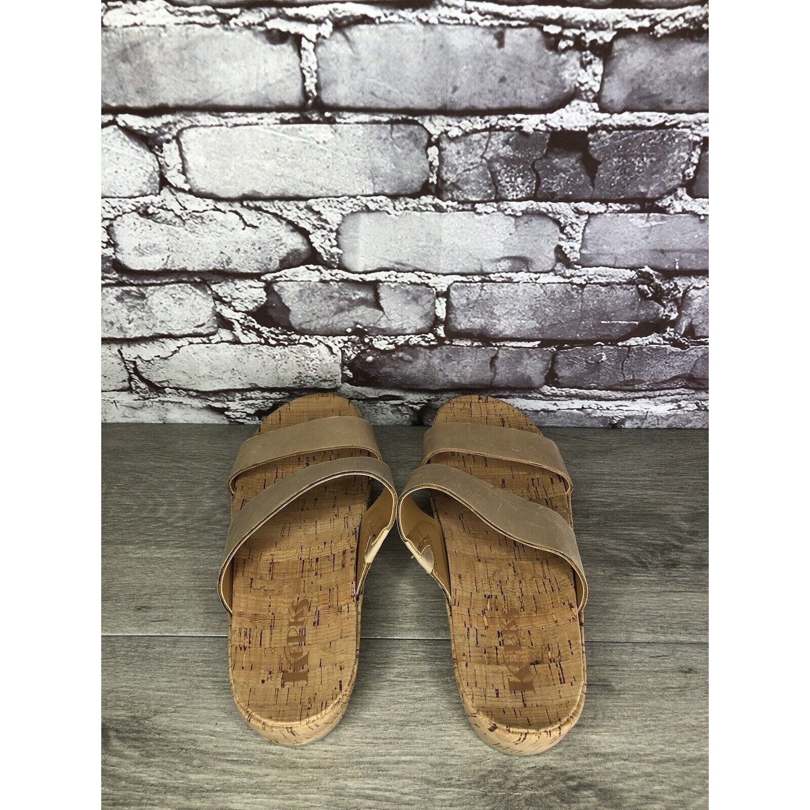 Other Korks Nude Leather Slip On Slides Cork Casual Wedge Shoes Wo Size US 9 / IT 39 - 4 Thumbnail