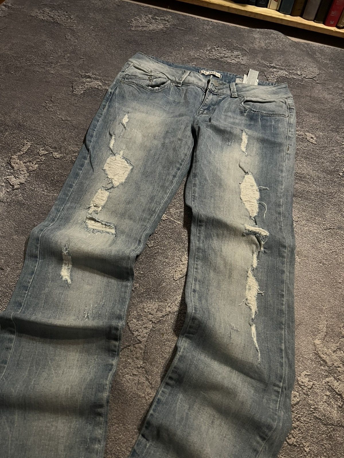 Japanese Brand Distressed Japan Slim Y2K Fit / Avan Number Nine Style / 90 Size US 32 / EU 48 - 2 Thumbnail