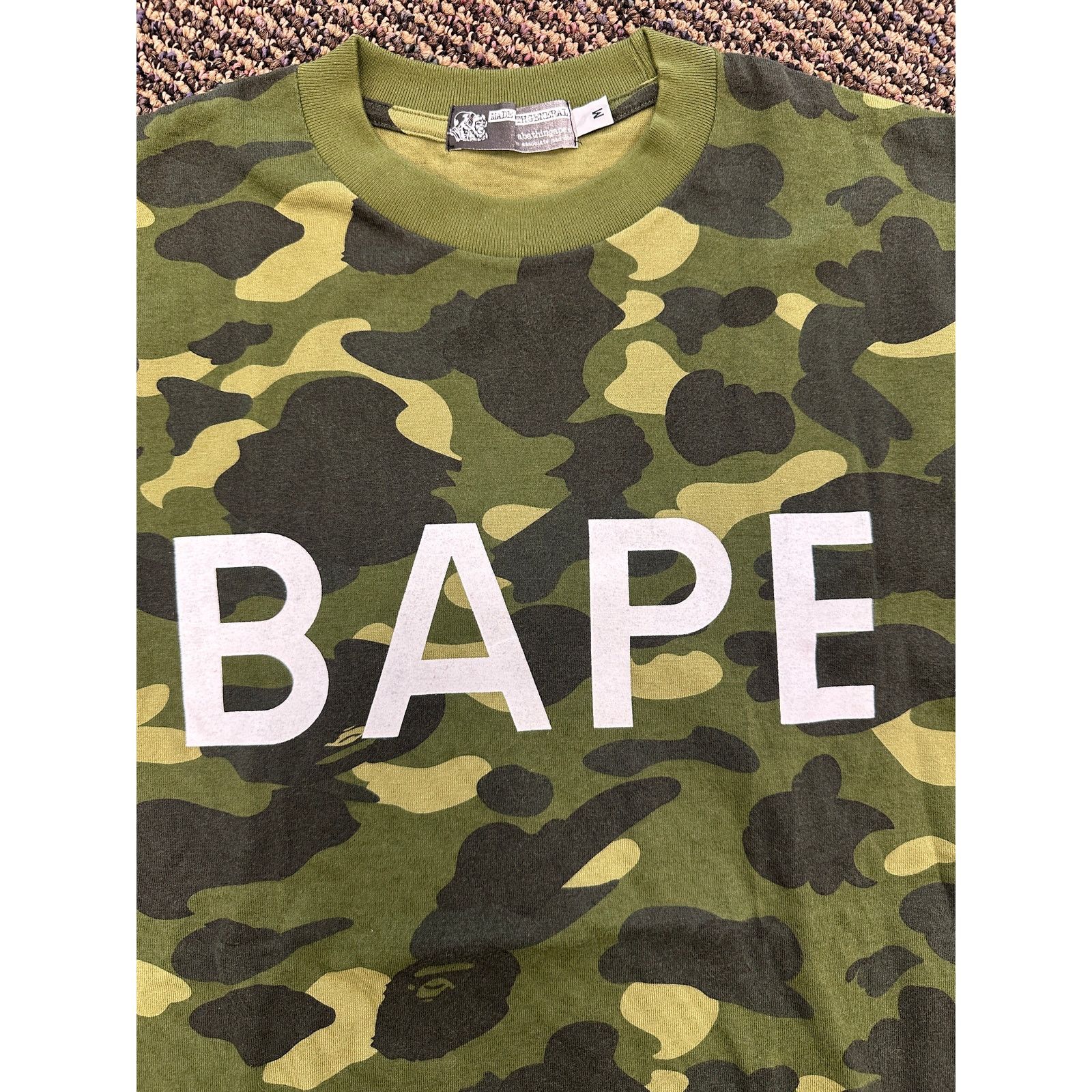 Bape Bape 1st Green Camo Spellout Tee ~sizeM Size US M / EU 48-50 / 2 - 2 Thumbnail