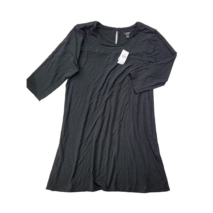 Vintage NEW J. Jill Wearever Collection Women's L Black Jersey Dress Stretch  3/4 Sleeves