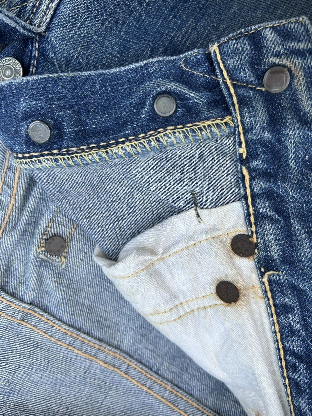 Levi's 50s Vintage Levis big E Hidden Rivet Short Denim Jeans Rare Size US 27 - 4 Thumbnail