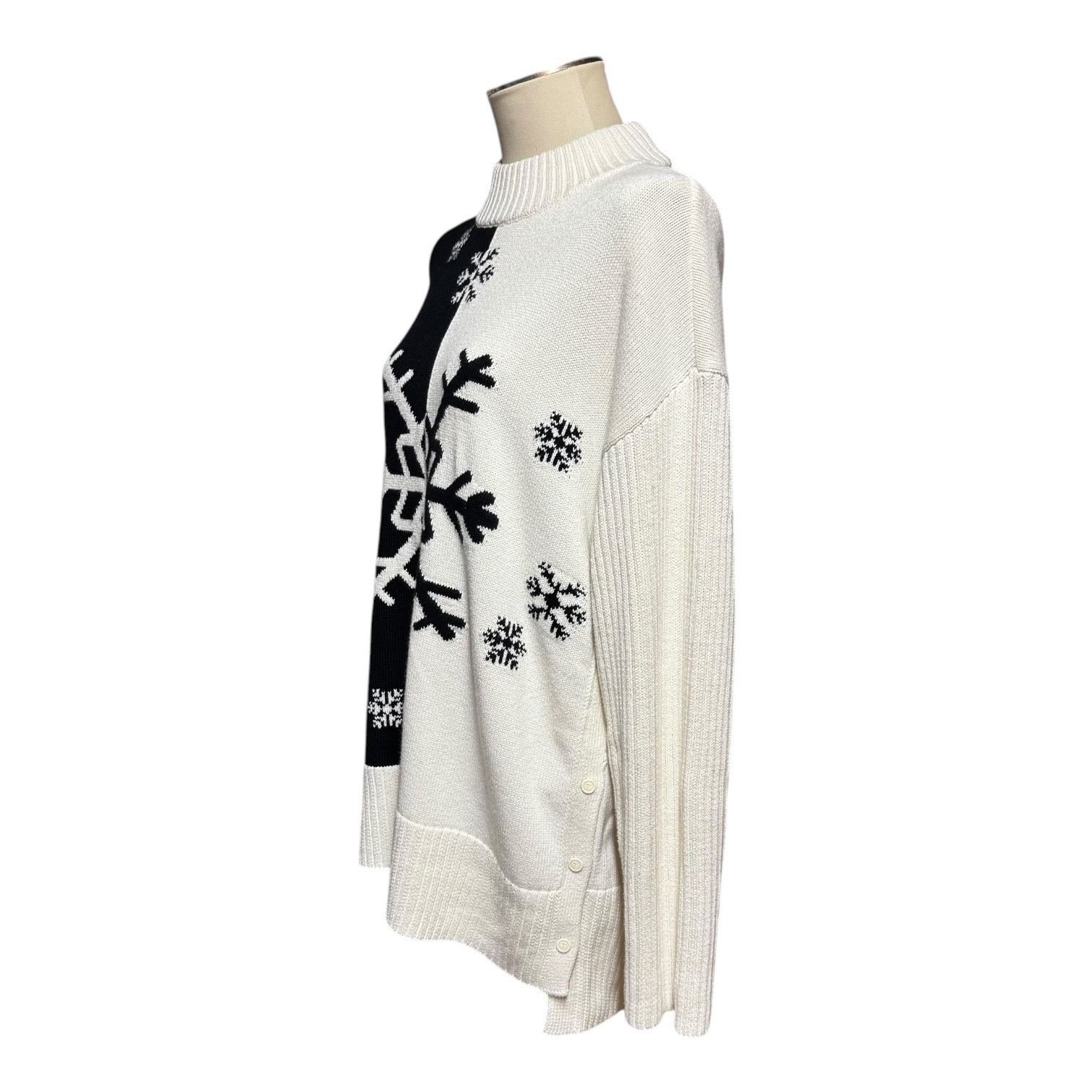 Talbots Talbots Cotton Wool Snowflake Sweater Black Cream XL Size XL / US 12-14 / IT 48-50 - 2 Thumbnail