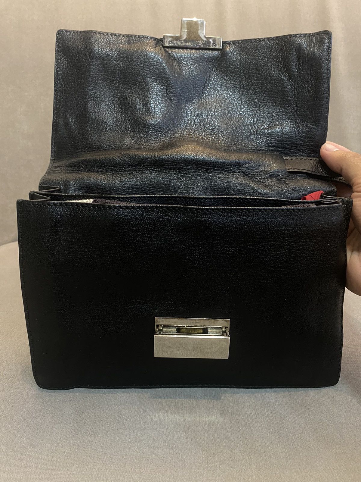 Gucci Gucci Leather Clutch Bag Black Made Italy Size ONE SIZE - 7 Thumbnail