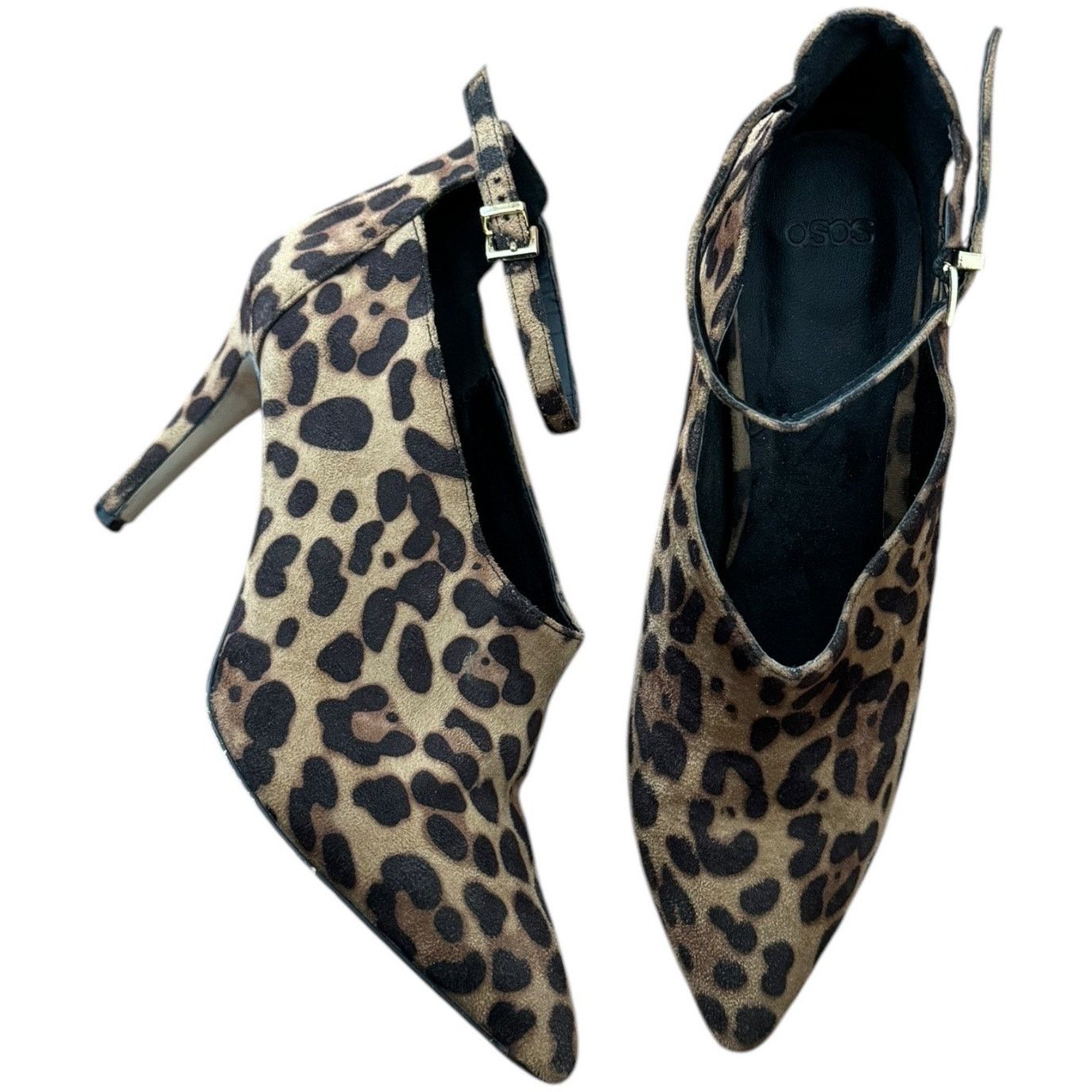 Asos Leopard print ankle straps, stiletto heel low cut booties 5 Size US 5 / IT 35 - 6 Thumbnail