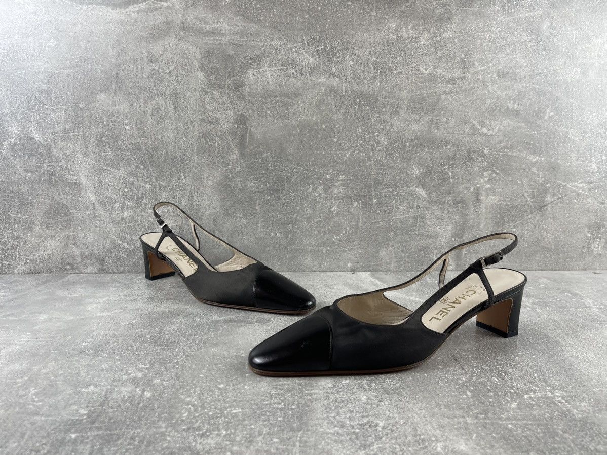 Chanel CHANEL Slingback Pumps 90s Grosgrain Leather Heels Shoes Size US 9 / IT 39 - 4 Thumbnail