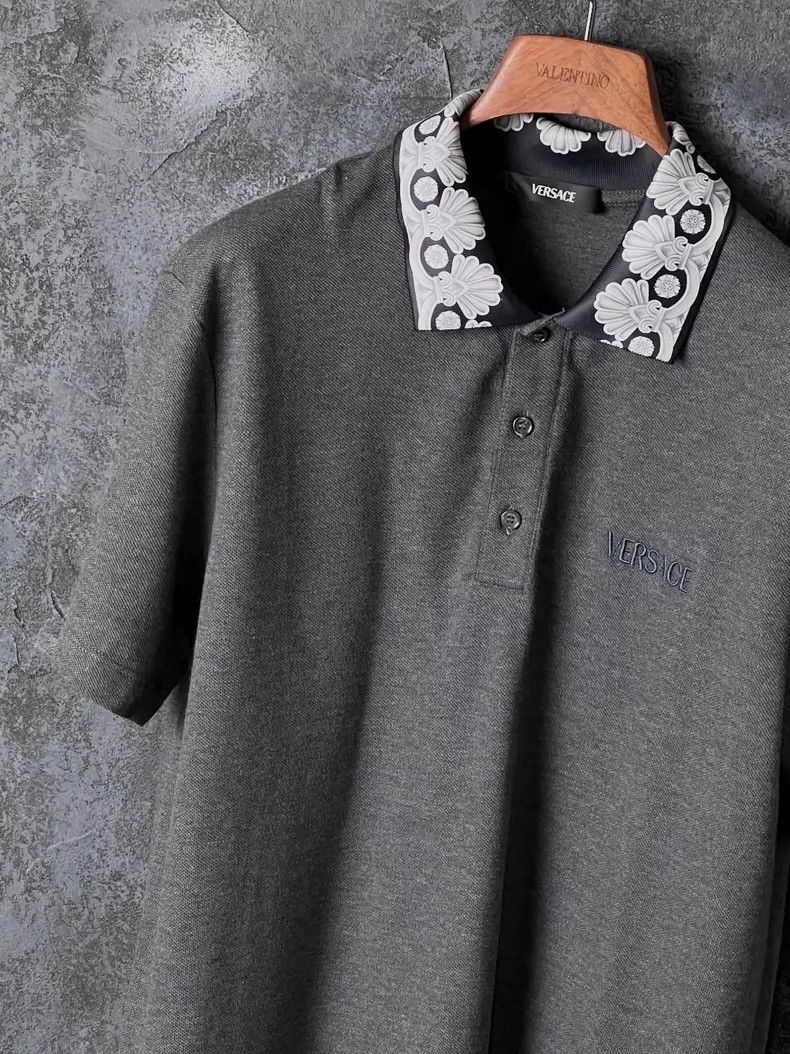 Versace Versace Gray cotton short-sleeved polo shirt Size US XL / EU 56 / 4 - 5 Thumbnail