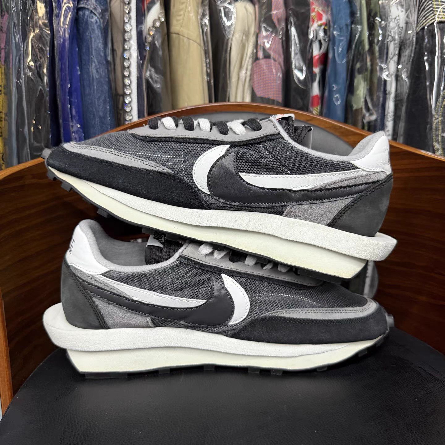 Nike Sacai x Nike LDV Waffle Black White K15 Size US 11.5 / EU 44-45 - 7 Thumbnail