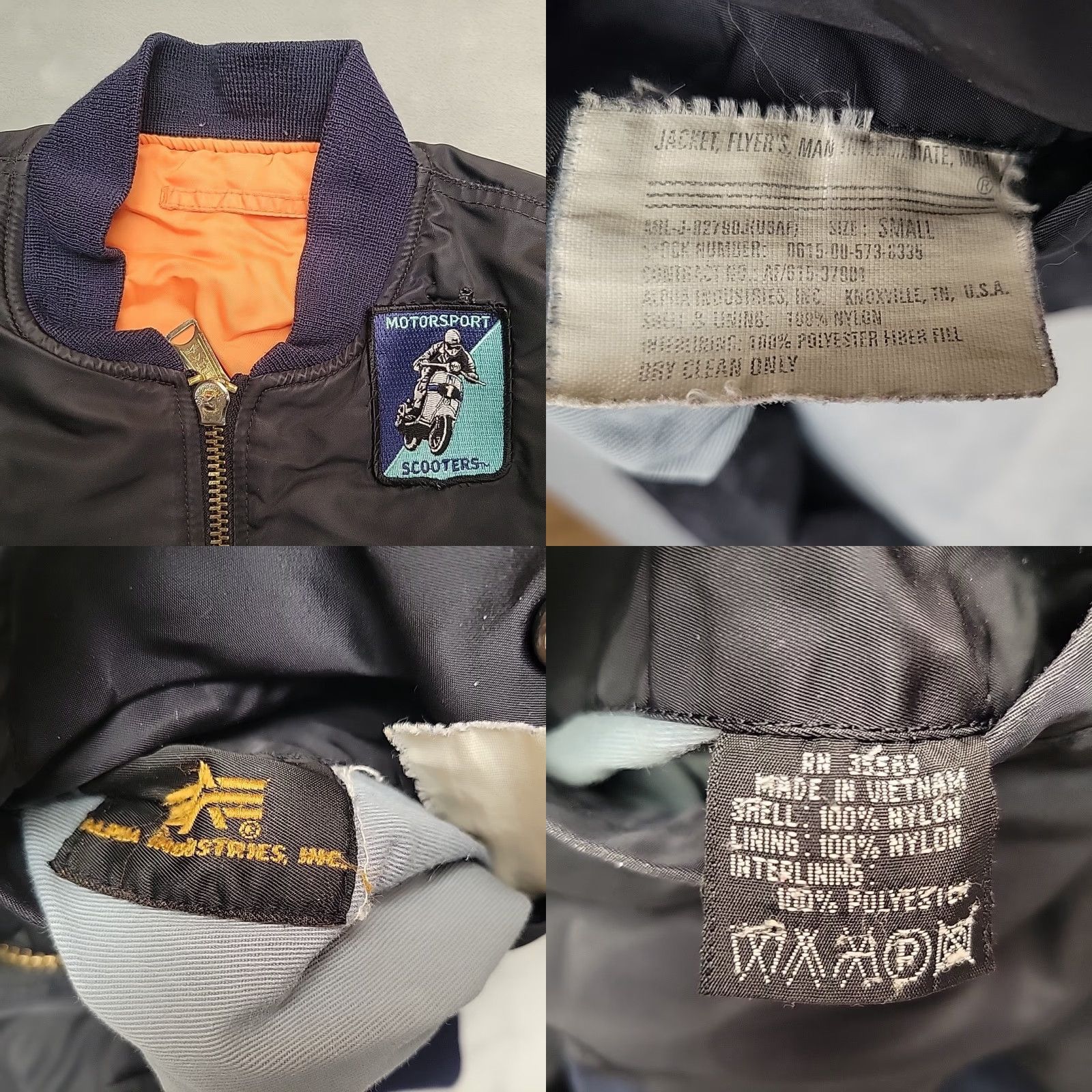 Alpha Industries VINTAGE Alpha Industries Flight Jacket Bomber MA-1 Black Orange Mens Small S Nylon Reversible Wind-Resistant 80s Mens Size US S / EU 44-46 / 1 - 8 Thumbnail