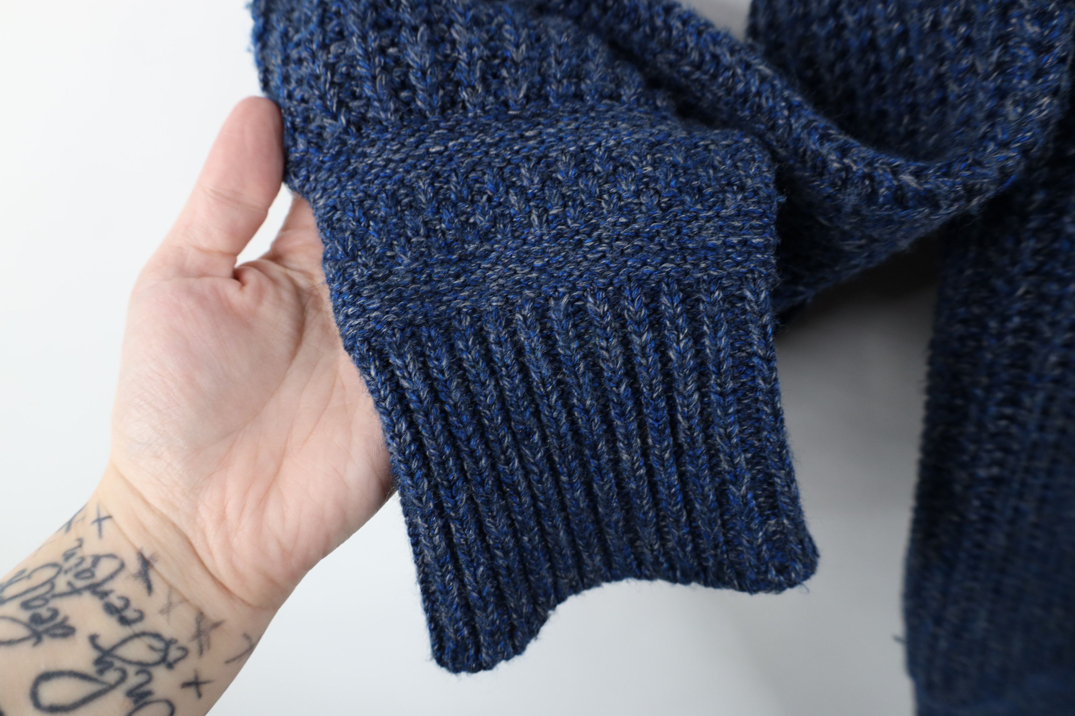 Vintage Vintage 90s Streetwear Ribbed Knit Crewneck Sweater Blue Size US L / EU 52-54 / 3 - 6 Thumbnail