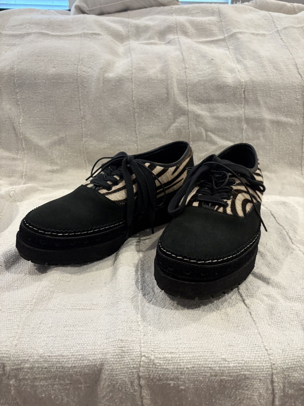 Sacai Zebra Haircalf Leather Vibram Sole Made in Japan