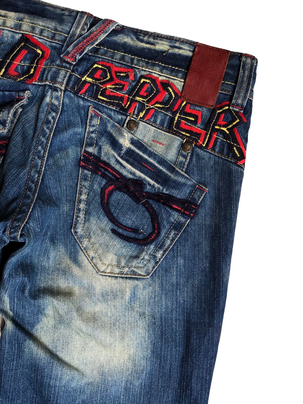 Japanese Brand Red Pepper wide leg flared blue wash denim pants Size US 32 / EU 48 - 13 Thumbnail