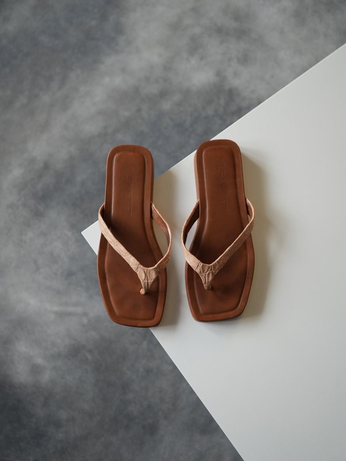 Jil Sander Jil Sander Crocodile Leather Square-Toe Thong Sandals Size US 5 / IT 35 - 6 Thumbnail