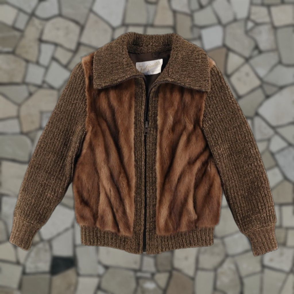 Vintage VTG Fulginiti Furs Mink Heavy Knit Jacket Brown Women's S Shirt Size S / US 4 / IT 40 - 1 Thumbnail