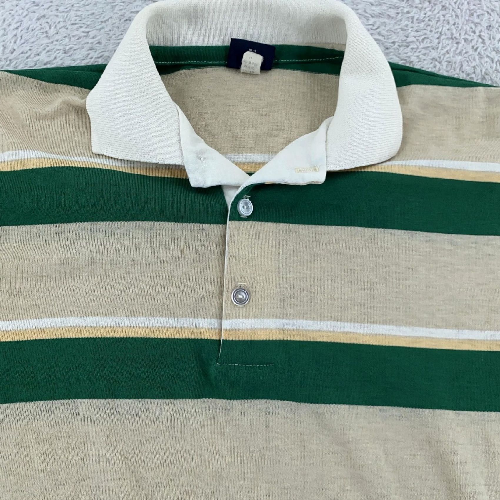Vintage VINTAGE Michael Striped Polo Shirt Mens XS Collared Short Sleeve Green Beige Size US XS / EU 42 / 0 - 2 Thumbnail
