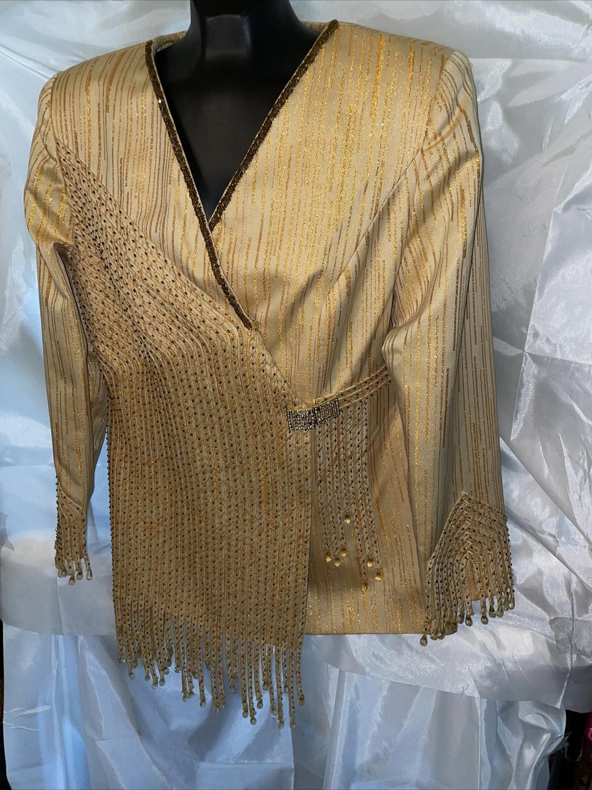 Other Donna Vinci Gold Beaded Embroidered Blazer Jacket Sz 6 Size M / US 6-8 / IT 42-44 - 3 Thumbnail