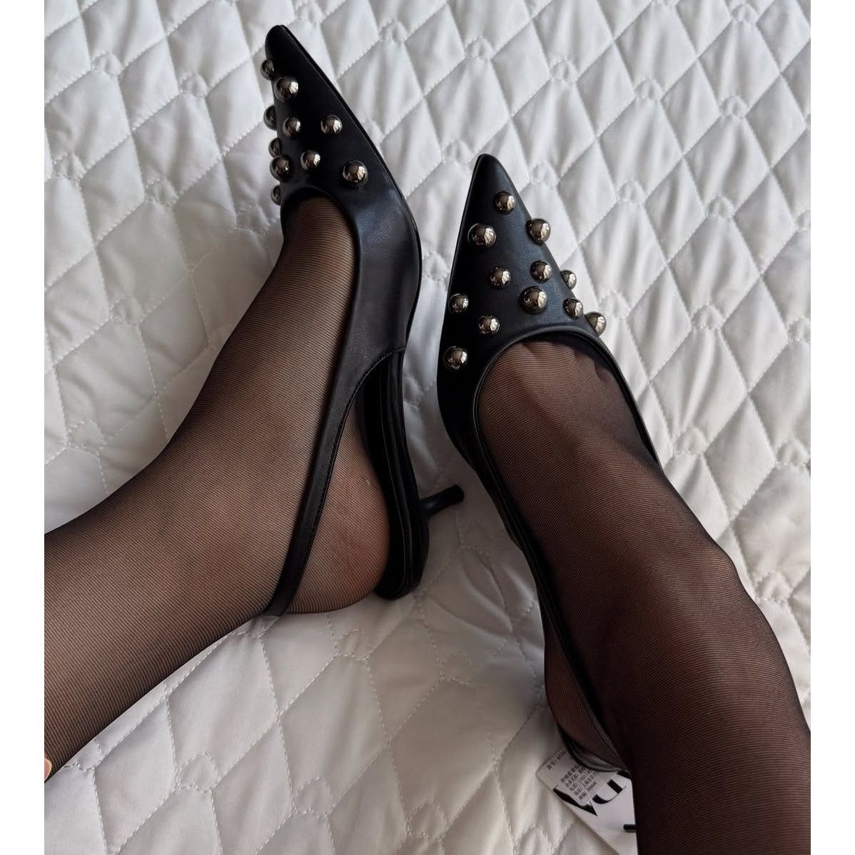 Zara Zara Studded Pointed Toe Slingback Kitten Heels NWT Size US 8 / IT 38 - 14 Thumbnail