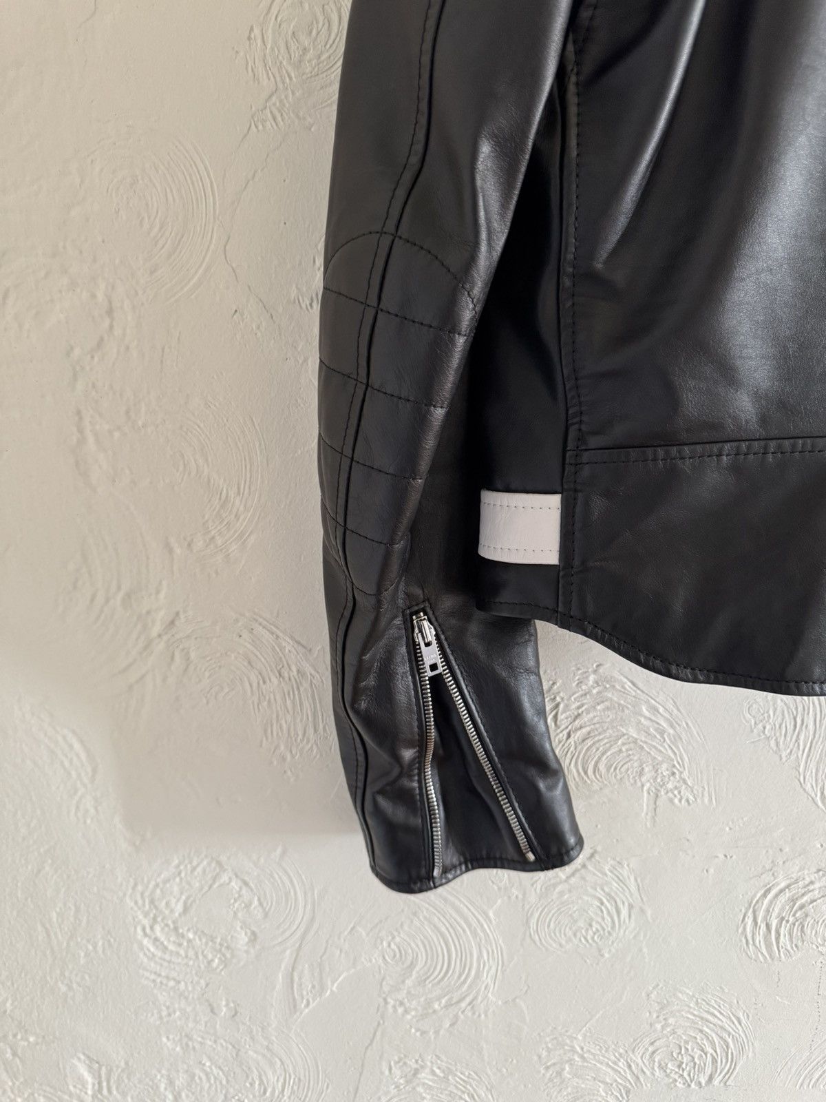 Celine × Hedi Slimane Celine SS19 Black White Padded Sleeve Calf Biker Size US S / EU 44-46 / 1 - 7 Thumbnail