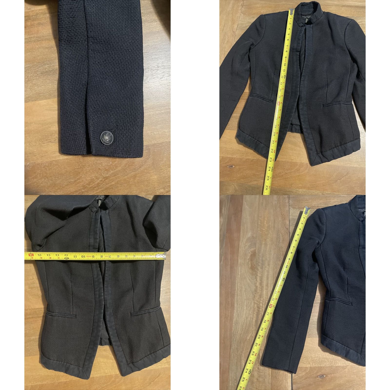 Rag & Bone rag & bone Womens Jacket Black Cropped Open Coat Lined Size 0 Trim USA Made in USA Size XS / US 0-2 / IT 36-38 - 8 Thumbnail