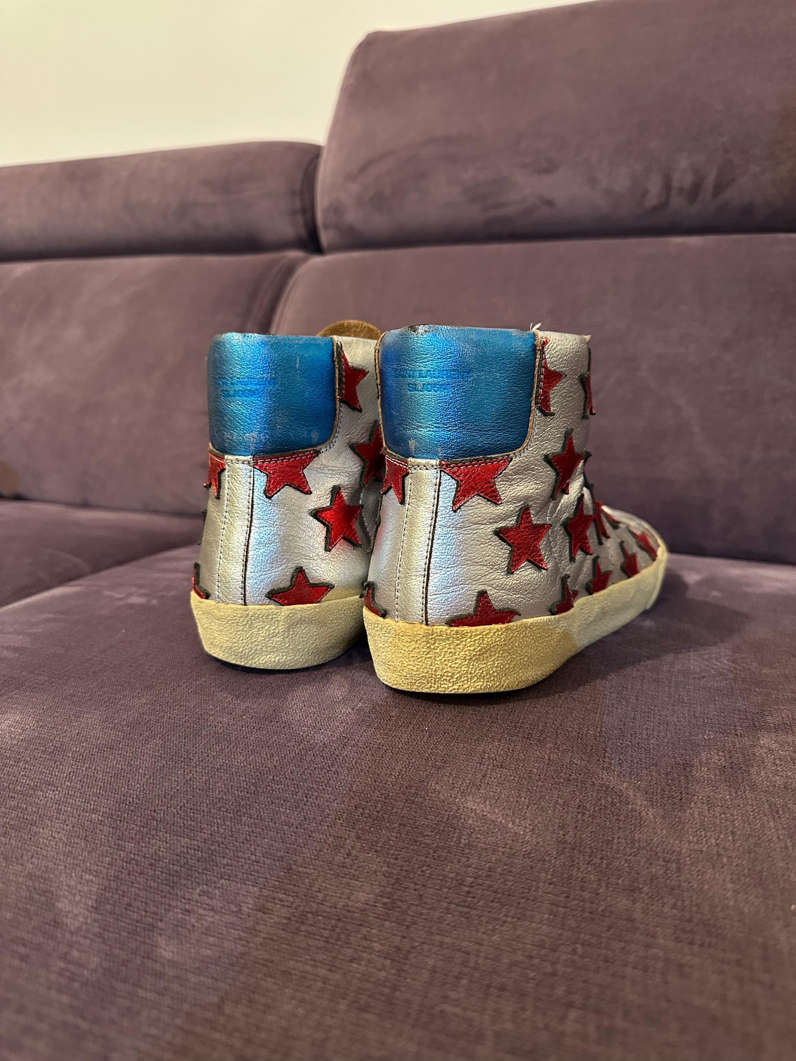 Saint Laurent Paris Saint Laurent SL6 High Court Metallic Stars sz 39 Size US 9 / IT 39 - 6 Thumbnail