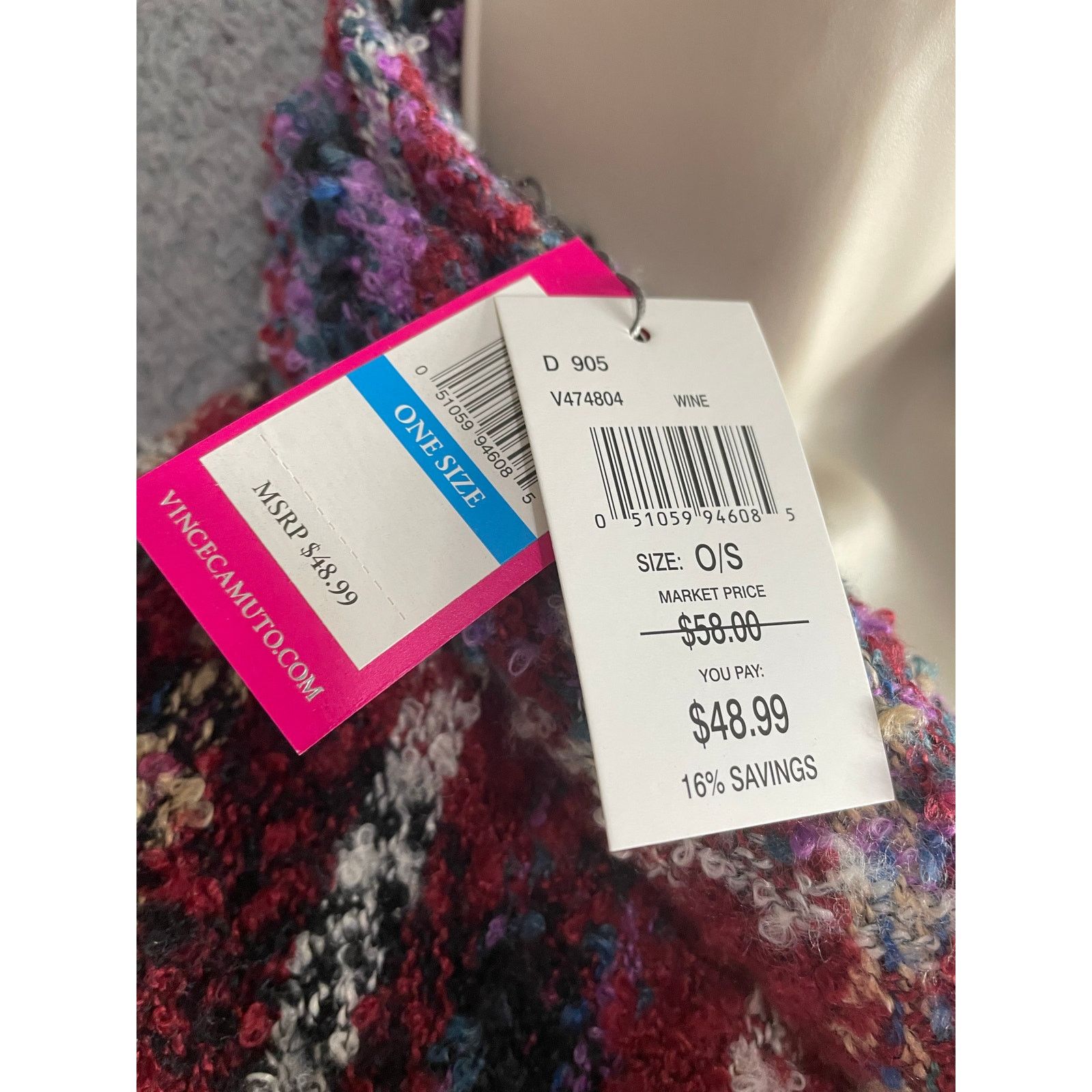 Vince Camuto Vince Camuto Wine Plaid Fringed Shawl Wrap Poncho OS Size ONE SIZE - 9 Thumbnail