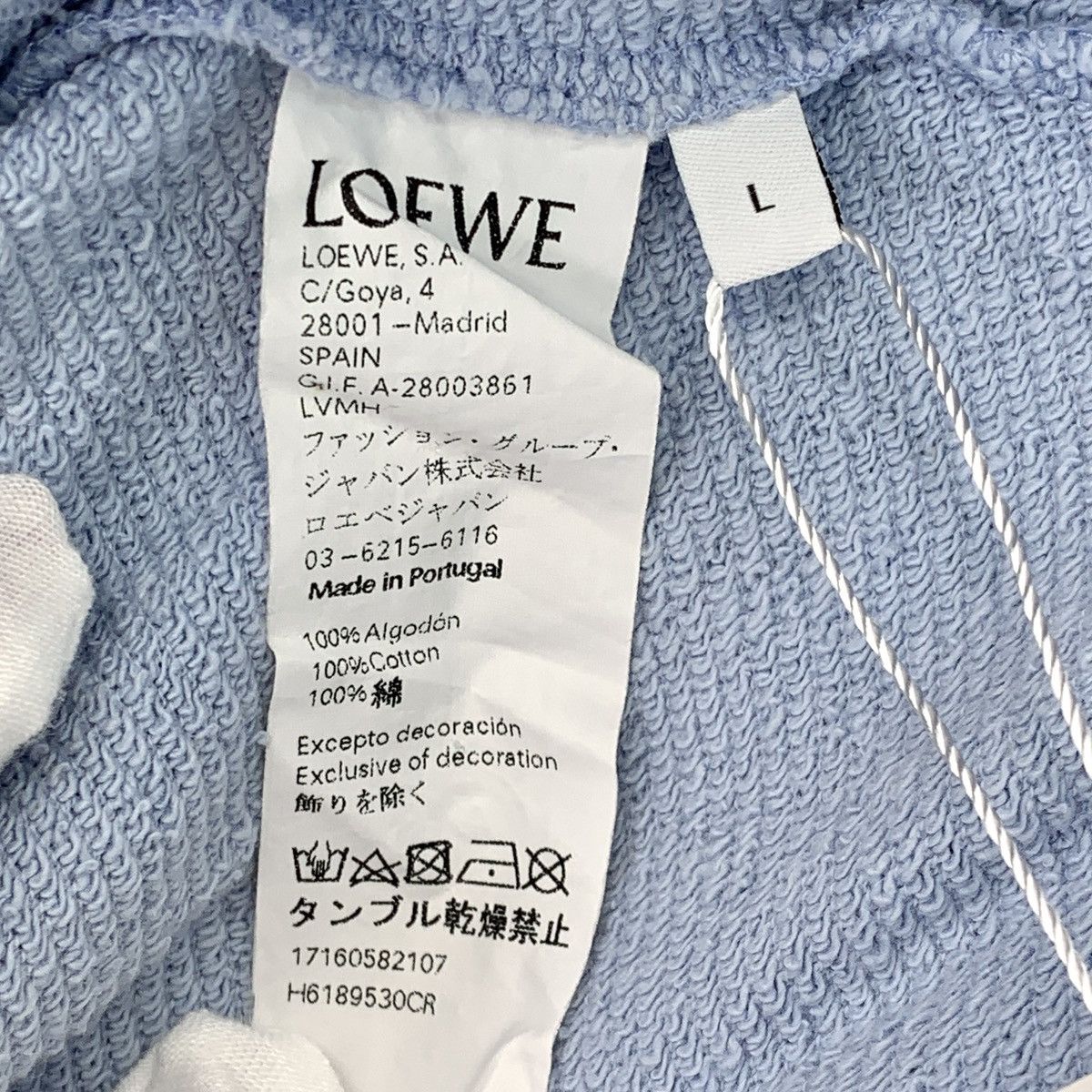 Loewe Loewe Light Blue Logo Embroidered Cotton Sweatshirt Size L / US 10 / IT 46 - 9 Thumbnail