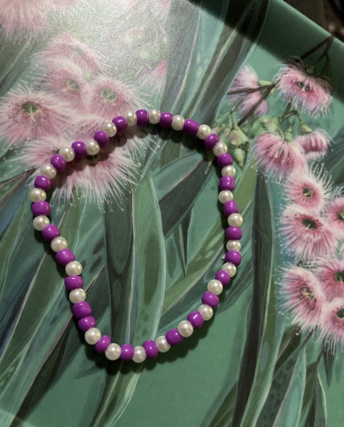 Other Purple and faux pearl beaded bracelet Size ONE SIZE - 2 Thumbnail
