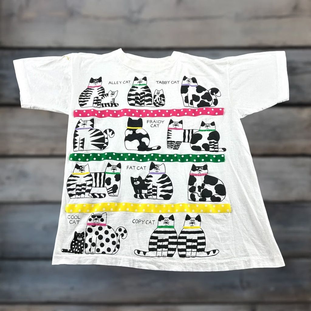 Vintage VINTAGE Cats Shirt Womens One Size White Short Sleeve Graphic Animals USA 90s Size ONE SIZE - 1 Thumbnail