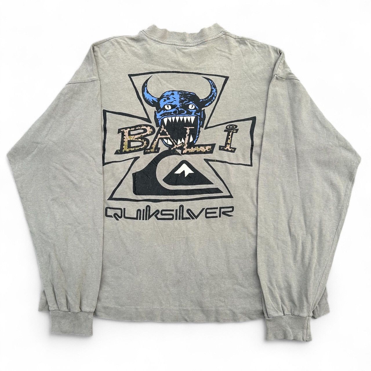 90S' THRASHED VINTAGE QUIKSILVER SKULL BALI SUNFADED shirts