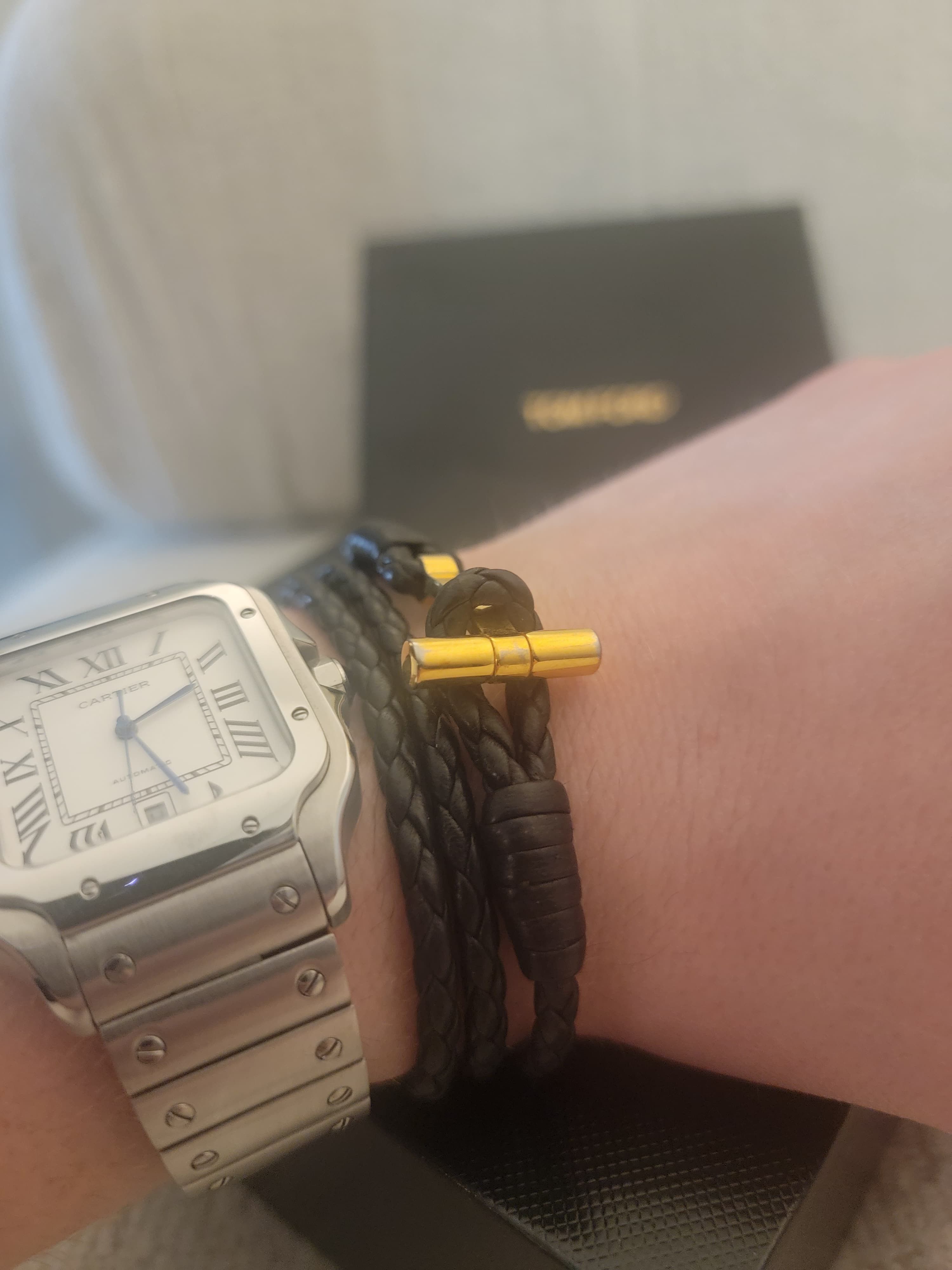 Tom Ford TOM FORD: Black Braided Leather Bracelet Size ONE SIZE - 4 Thumbnail
