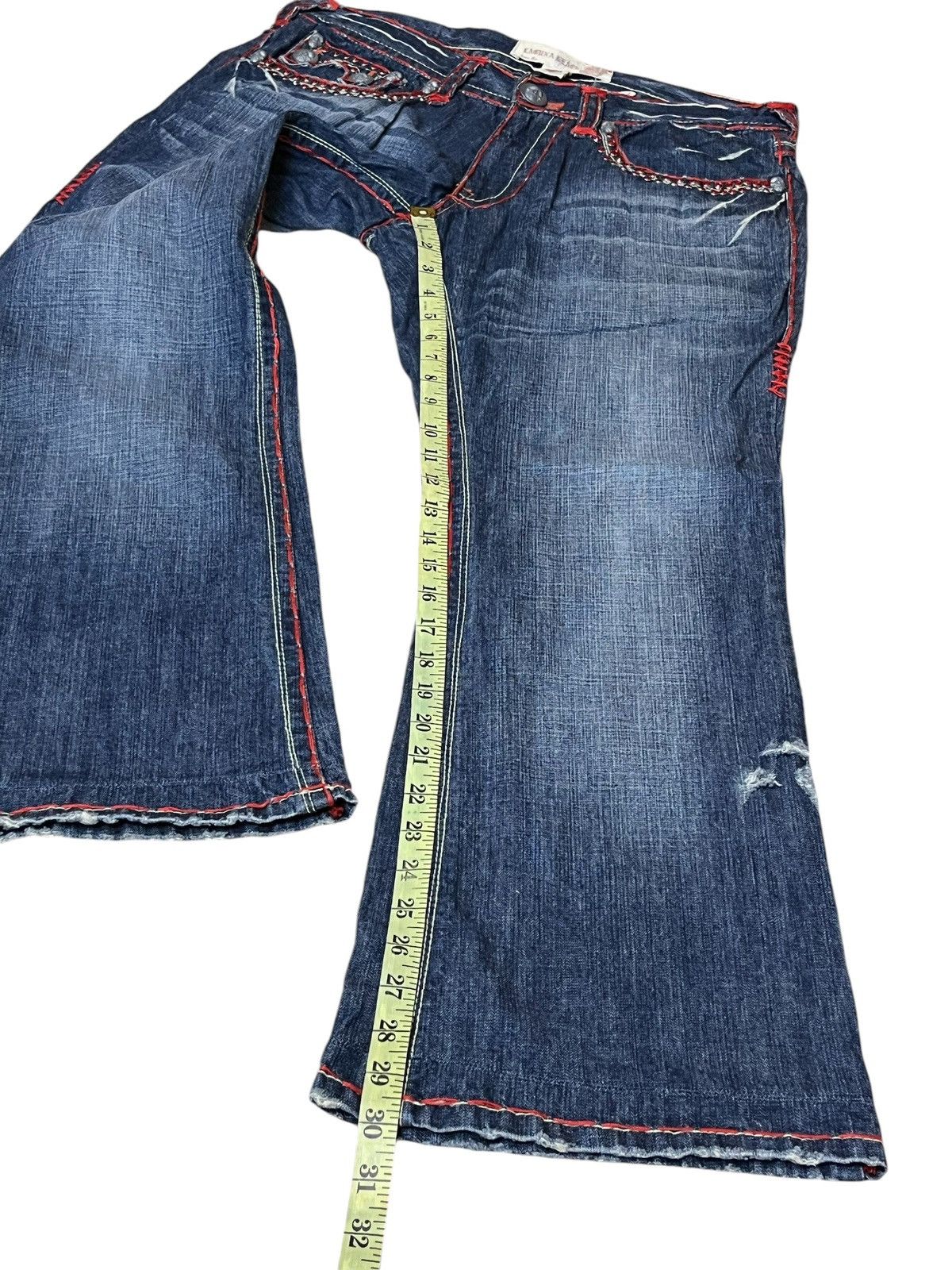 Japanese Brand FLARED🔥LAGUNA BEACH RHINESTONE MADE IN USA FLARED JEANS Size US 36 / EU 52 - 15 Thumbnail