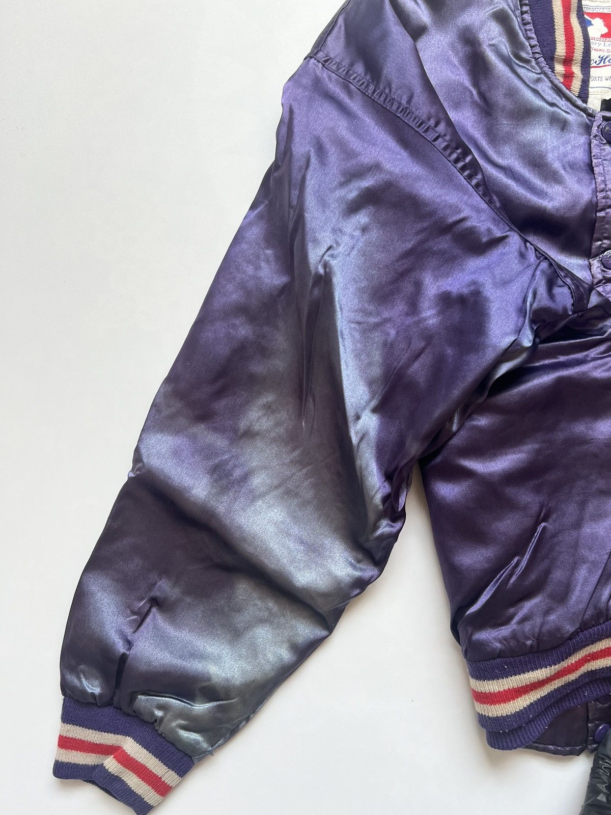 MLB Vtg Sun Faded Satin Baseball Varsity Snap Button By Machope Size US M / EU 48-50 / 2 - 5 Thumbnail