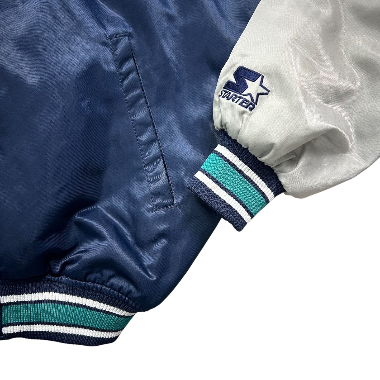 MLB VTG 90s SEATTLE MARINERS STARTER DIAMOND SATIN JACKET Size US L / EU 52-54 / 3 - 4 Thumbnail