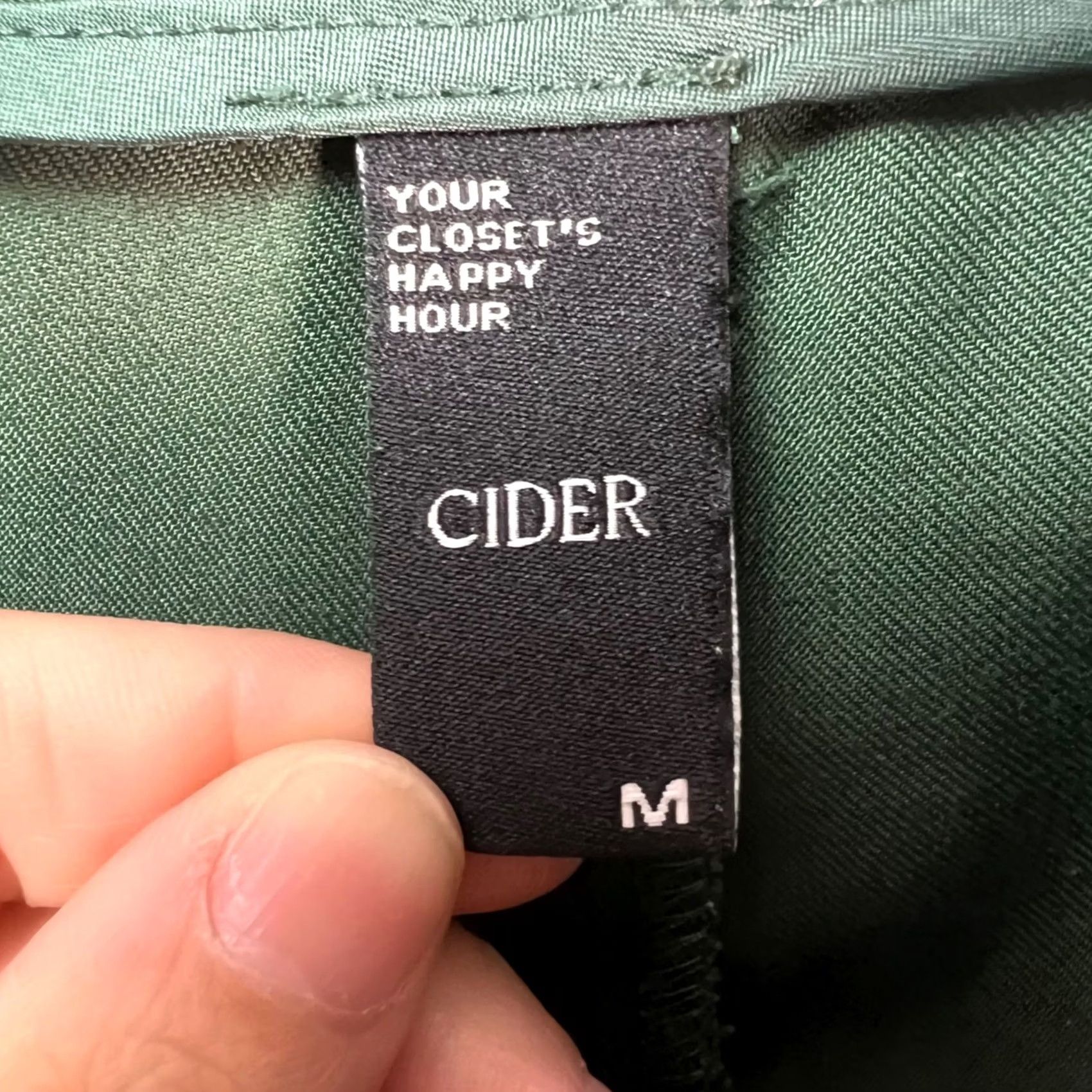 Cider Cider Womens Pants Casual Wide-Leg High-Waisted Green Polyester Front Pleated Inseam 28in Size M Size 32" / US 10 / IT 46 - 3 Thumbnail