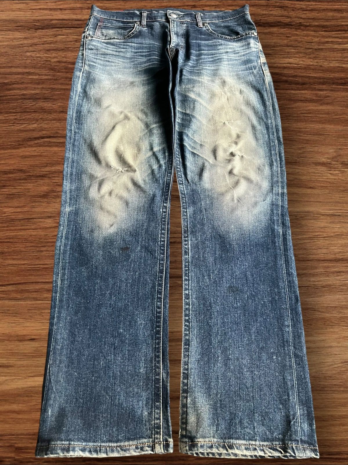 Vintage Japanese Brand Mud Blue Faded Washed Straight Jeans