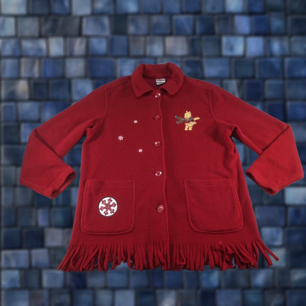 Disney The Disney Store Winnie The Pooh Jacket Womens M Red Fleece Fringe Pockets Size M / US 6-8 / IT 42-44 - 1 Thumbnail