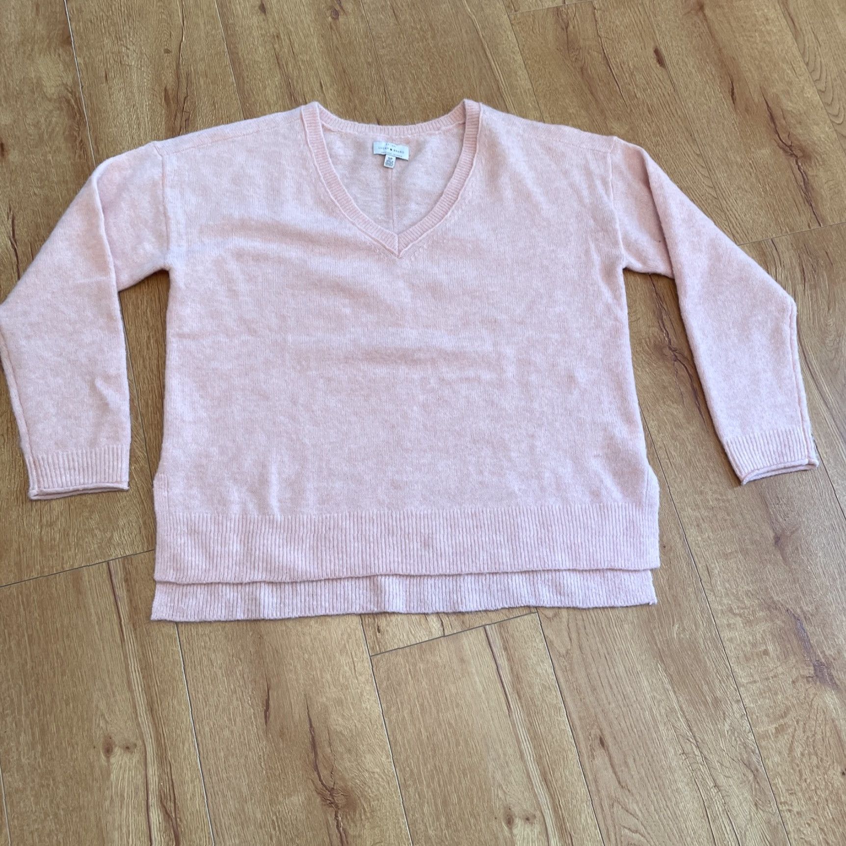 Lucky Brand Lucky Brand Sweater Women Small Pale Pink Wool Blend V-Neck Oversized Boho Lagenlook Pullover Size S / US 4 / IT 40 - 2 Thumbnail