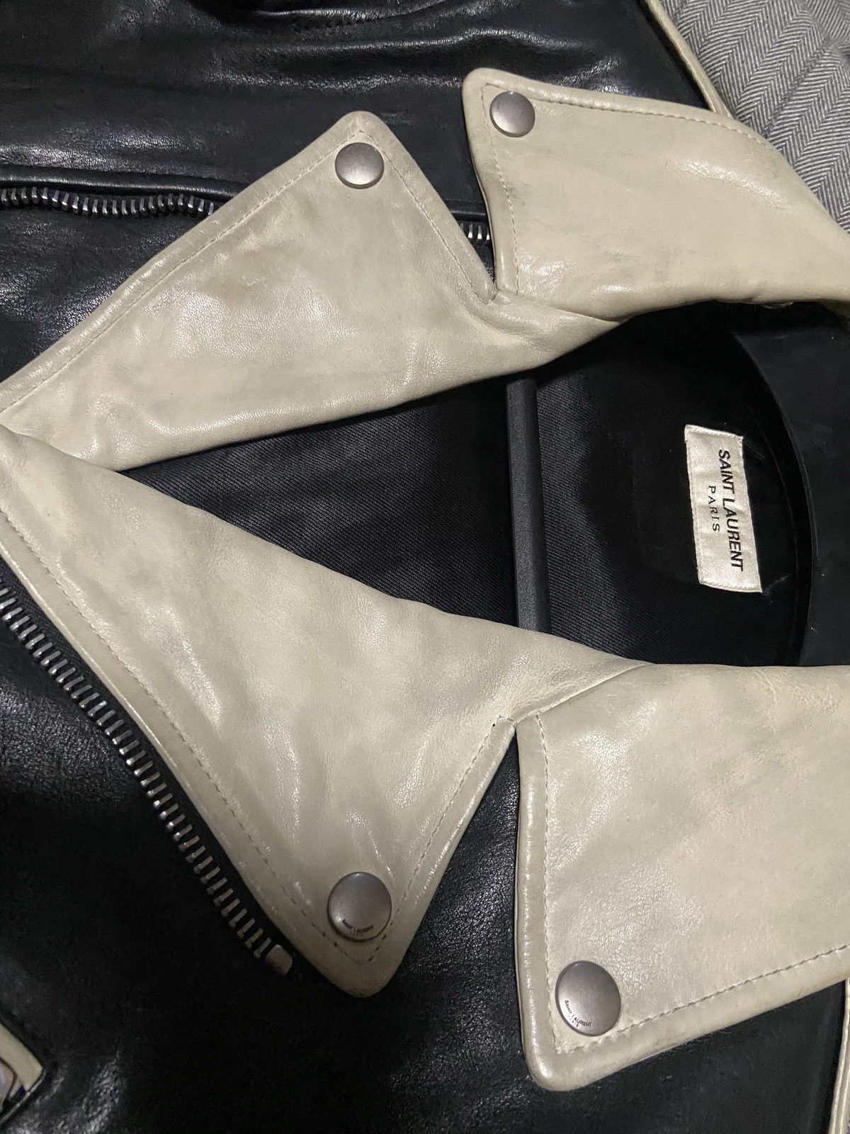 Saint Laurent Paris × Yves Saint Laurent Saint Laurent Paris SLP 14FW Black and White Leather Jacket Size US S / EU 44-46 / 1 - 3 Thumbnail