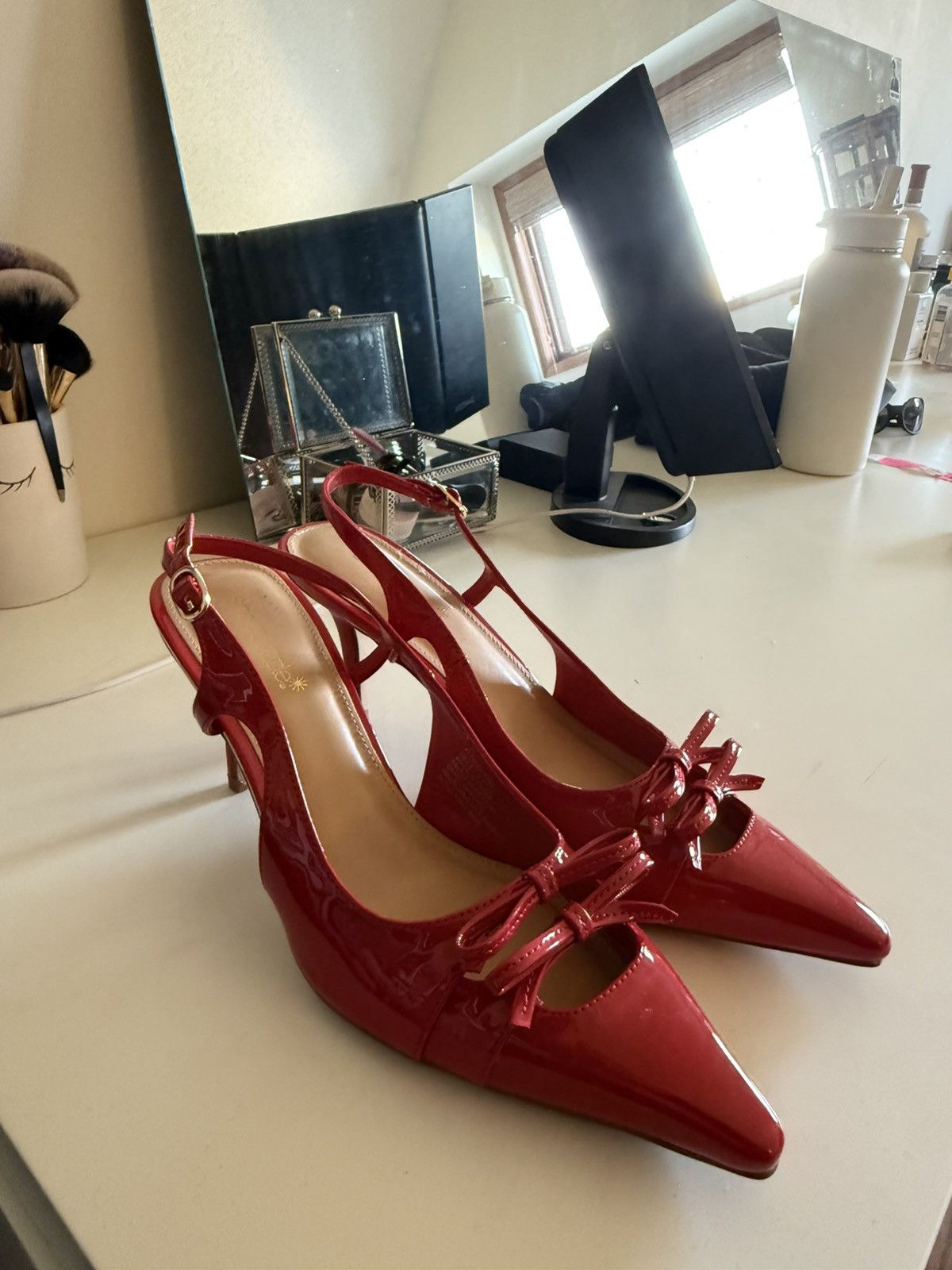 Other Vintage Red Leather Slingback Heels Size US 9 / IT 39 - 1 Thumbnail