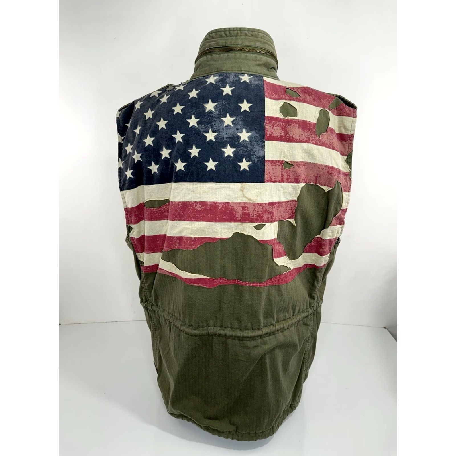 Ralph Lauren RALPH LAUREN Denim & Supply Military USA XL Distressed Hood Vest Shirt Men Green USA Military Distressed Hooded Vest XL Mens Size US XL / EU 56 / 4 - 2 Thumbnail