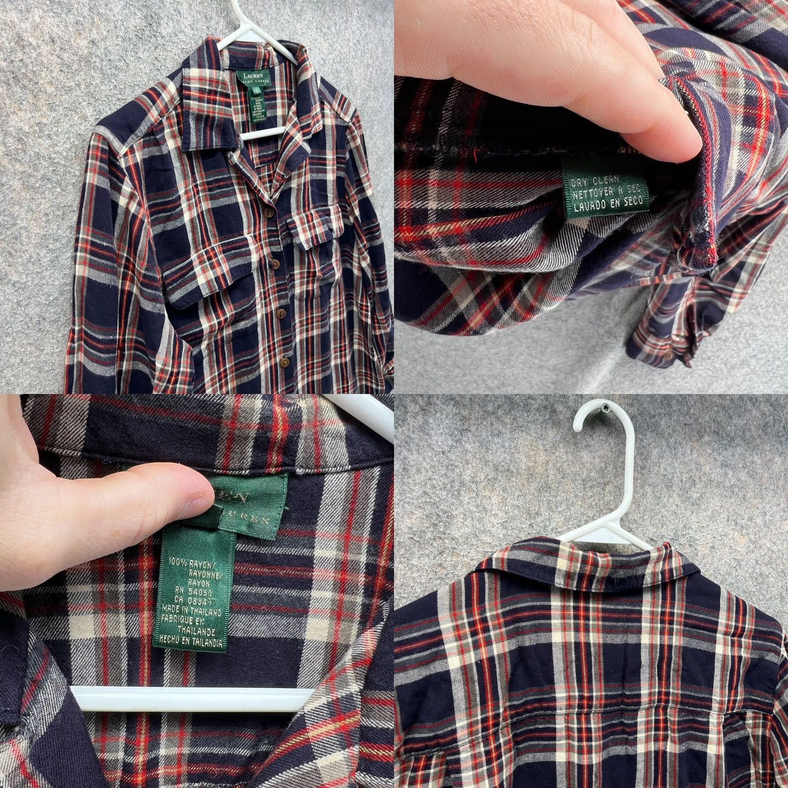 Ralph Lauren VINTAGE Lauren Ralph Lauren Shirt Womens 6 Red Blue Plaid Button-Down Flannel Casual Size M / US 6-8 / IT 42-44 - 8 Thumbnail
