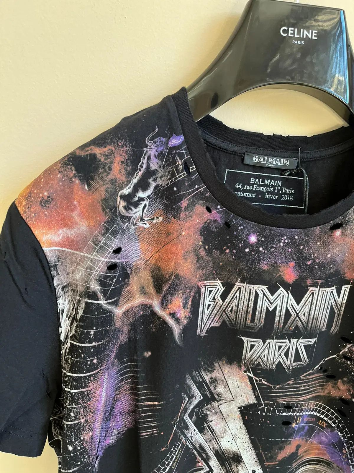 Balmain o1rshd1 Galaxy Logo Tee in Black / Multi Size US M / EU 48-50 / 2 - 4 Thumbnail