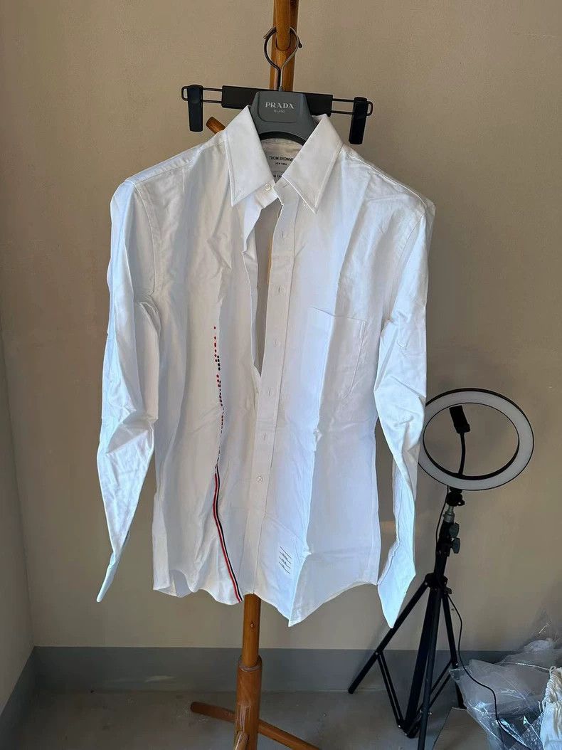 Thom Browne Classic Embroidered Long Sleeve Shirt-dmc Size US XL / EU 56 / 4 - 1 Thumbnail