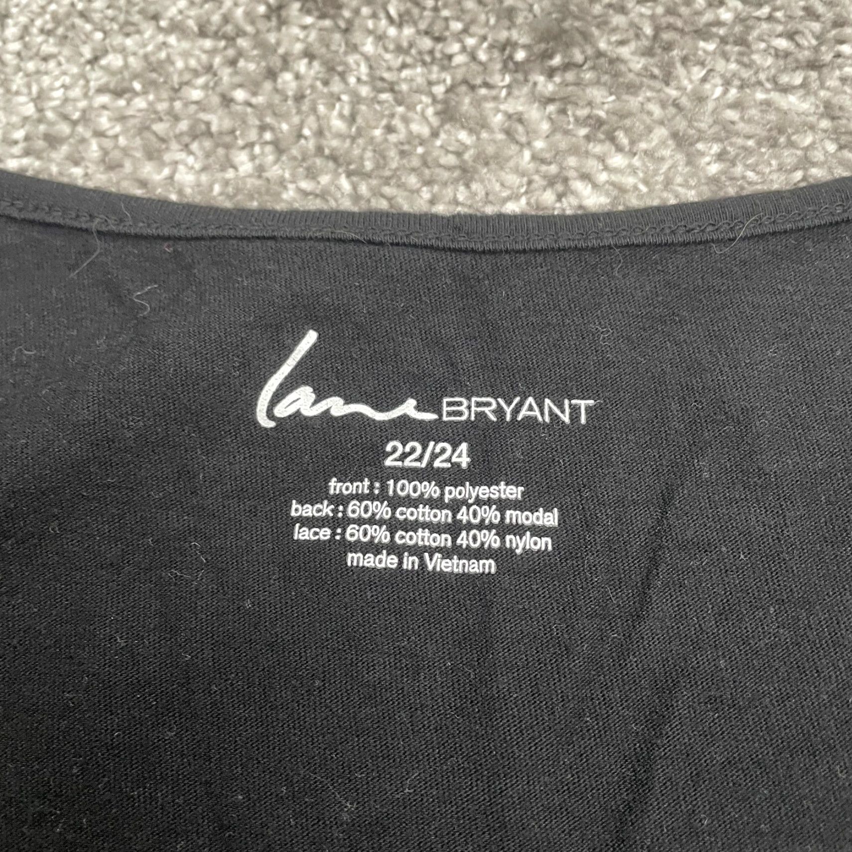 Vintage Lane Bryant Lace Blouse Womens 22W Black Round Neck Short Sleeve Casual Jersey Polyester Blouse Womens Plus KS Size 3XL / US 20-22 - 4 Thumbnail